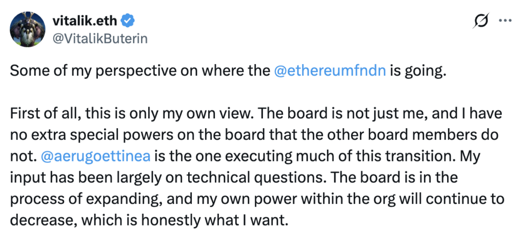 Vitalik tweet about eth wobbles