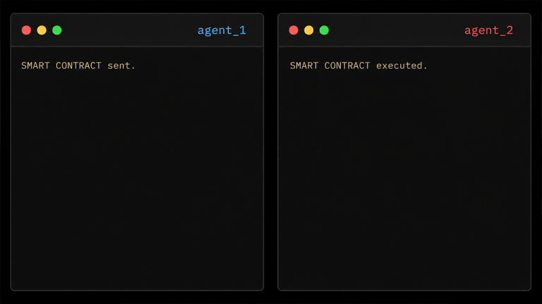 Two agents communicating with a smart contract.