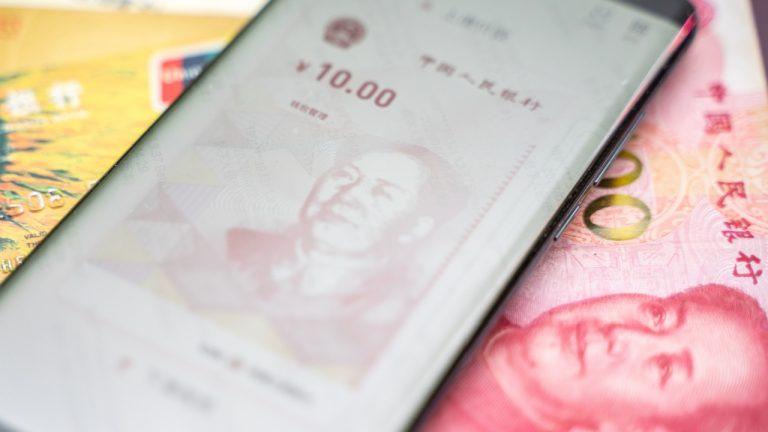 Digital yuan wallet on phone