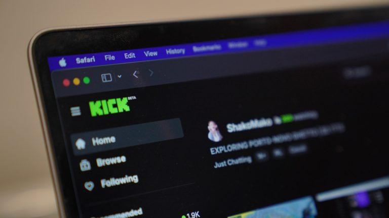 Laptop Screen Showing Kick's webpage