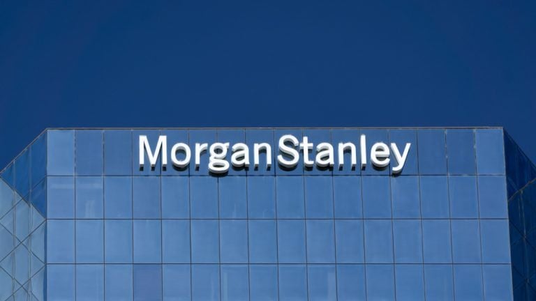 Morgan Stanley logo on high rise building