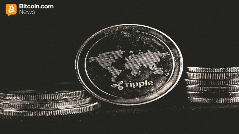 Image showing coins against a black backdrop with Ripple logo.