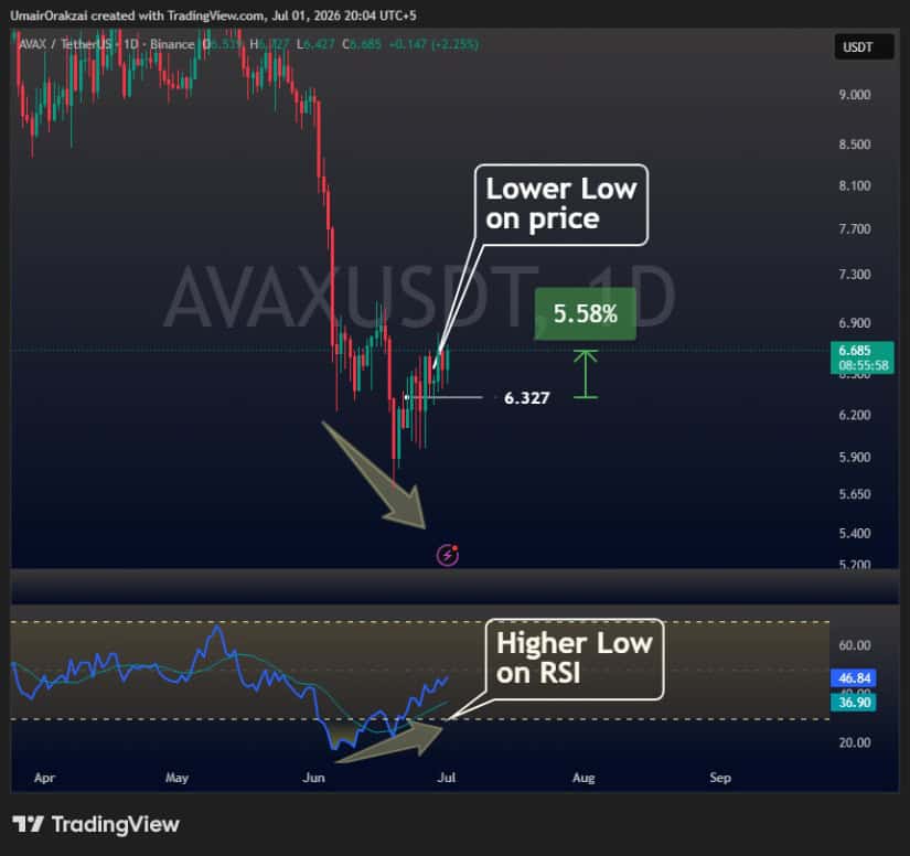 AVAX Bullish Divergence Pushes Short-Term Recovery Attempt