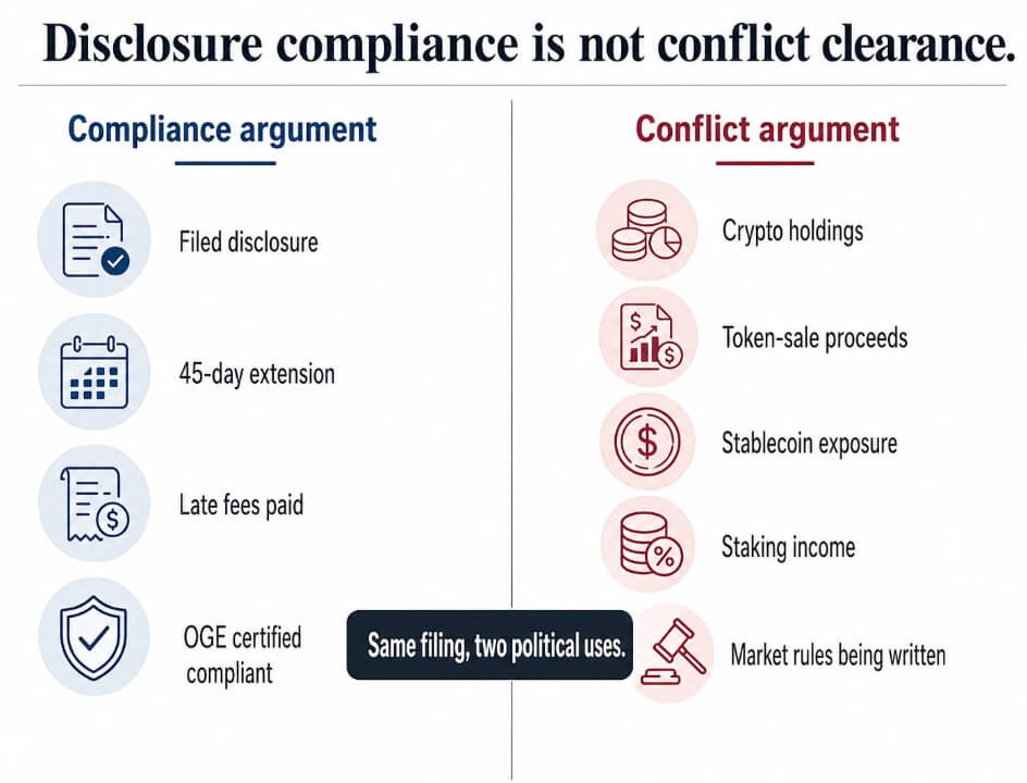 Disclosure compliance is not conflict clearence