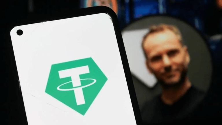 Tether logo on a smartphone.