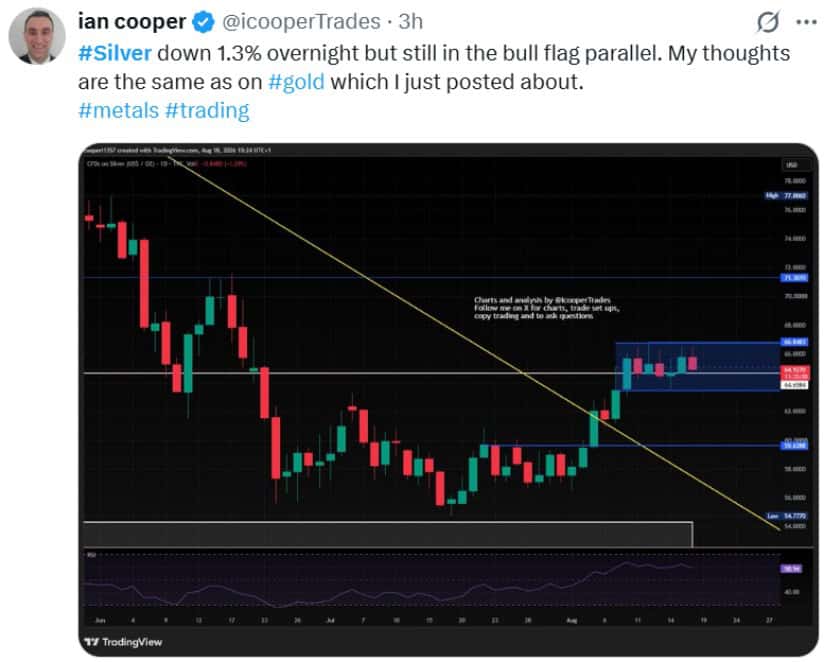 XAGUSD Holds Inside the Daily Bull Flag