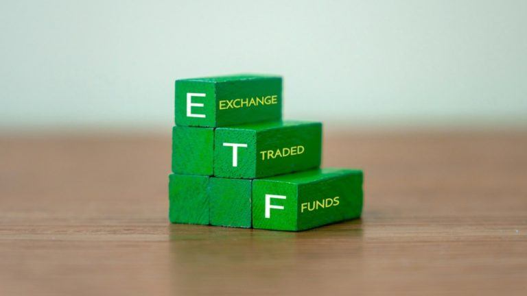 Exchange Traded Funds on green blocks