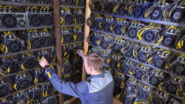 bitcoin mining facility worker.