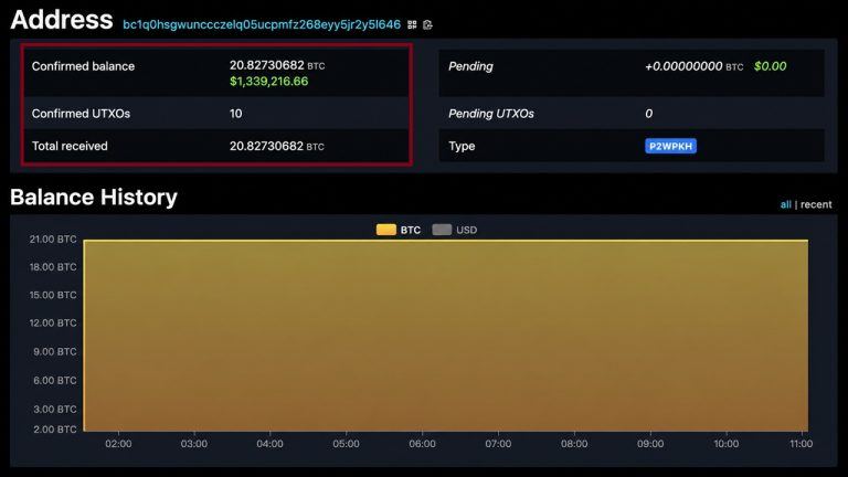BTC wallet balance of the Maya Protocol hacker