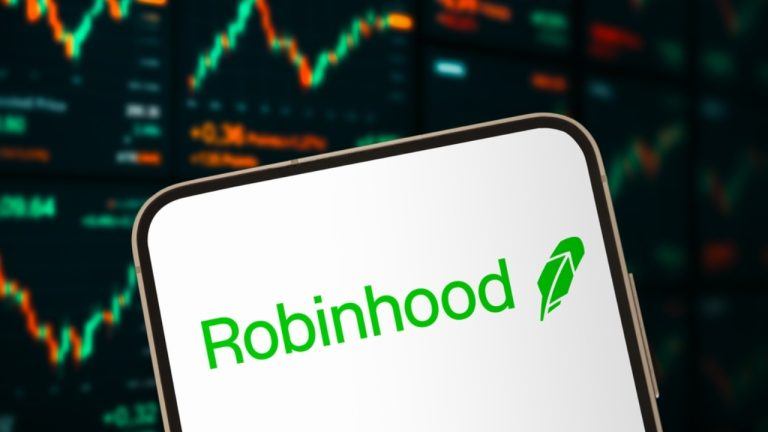 Robinhood logo on mobile phone