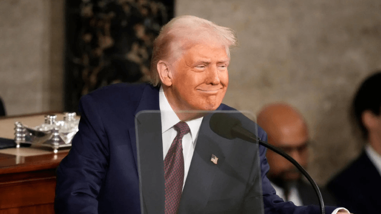 U.S. President Donald Trump giving a speech.