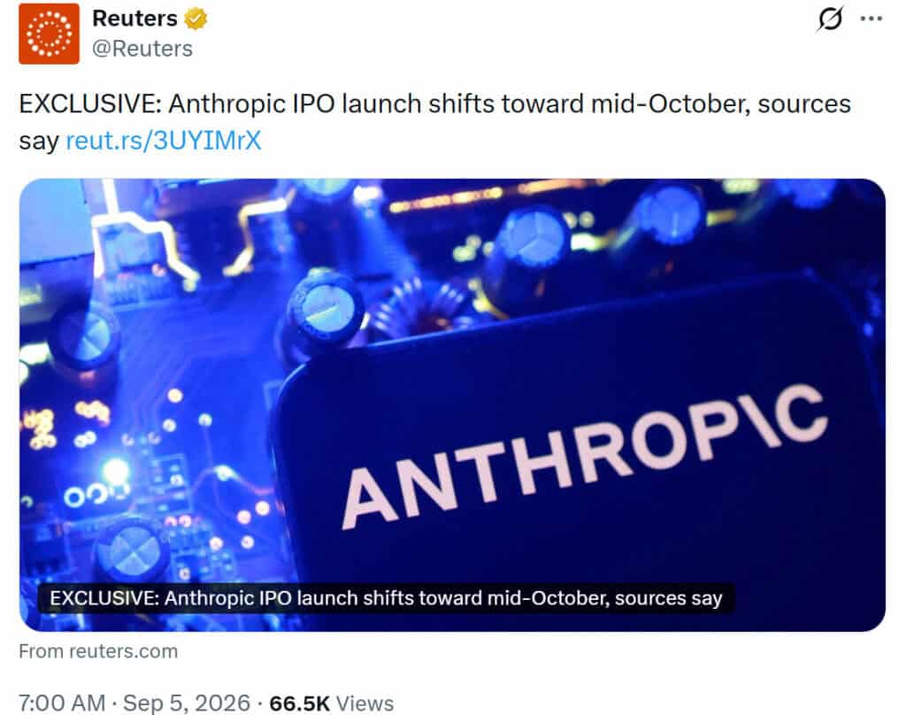 Anthropic has delayed its IPO to mid-October News