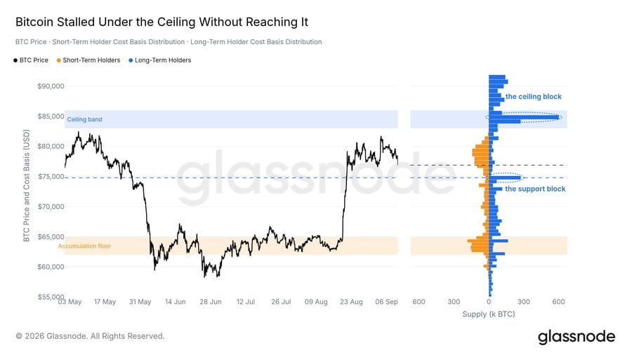 Bitcoin BTC price analysis chart by glassnode