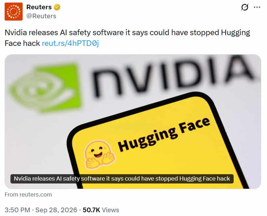 Reuters reports that Nvidia launched OpenShell and Sentry