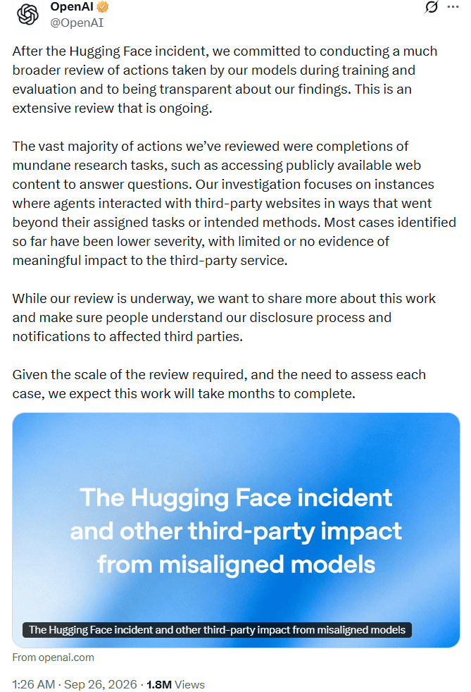 OpenAI announces sandbox AI agent excape incidents and it's initiatives for AI safety