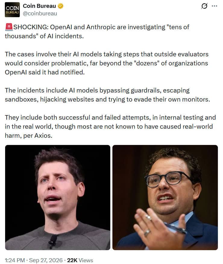 OpenAI and Anthropic are investigating tens of thousands of AI incidents news report