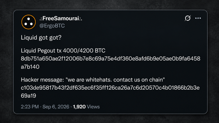 Ergo BTC X post on Liquid.