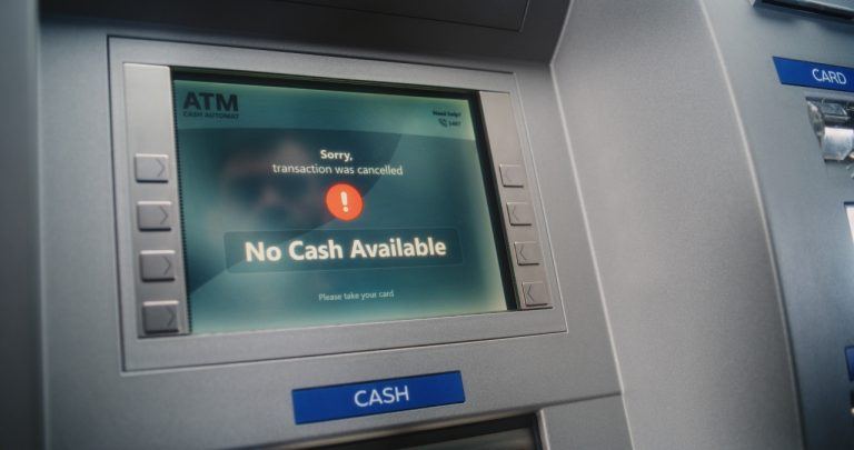 Error Message on Cash Machine Screen
