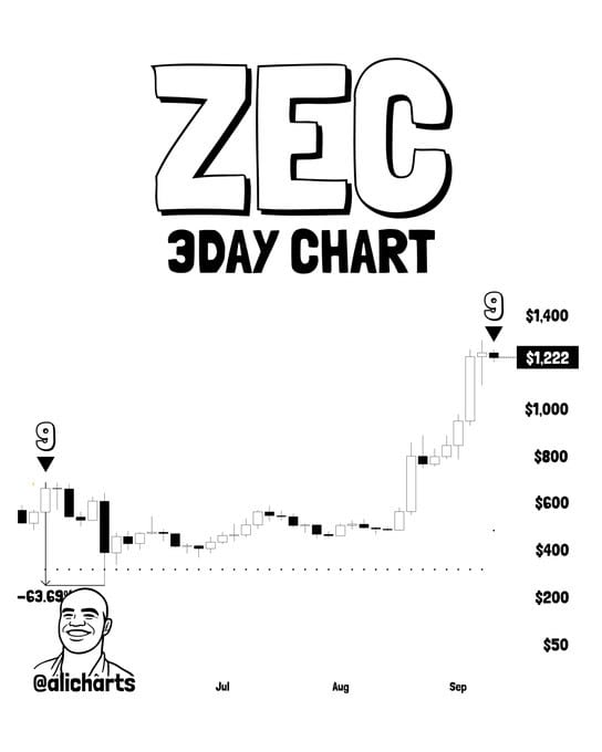 zcash zec 3-day price chart analysis