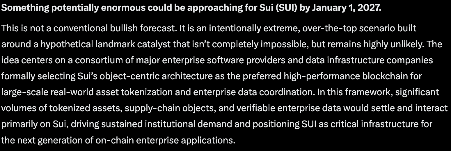 Mark Zuckerberg's Meta AI predicts that SUI crypto could explode 75x by January 1, 2027, but only if certain catalysts hit