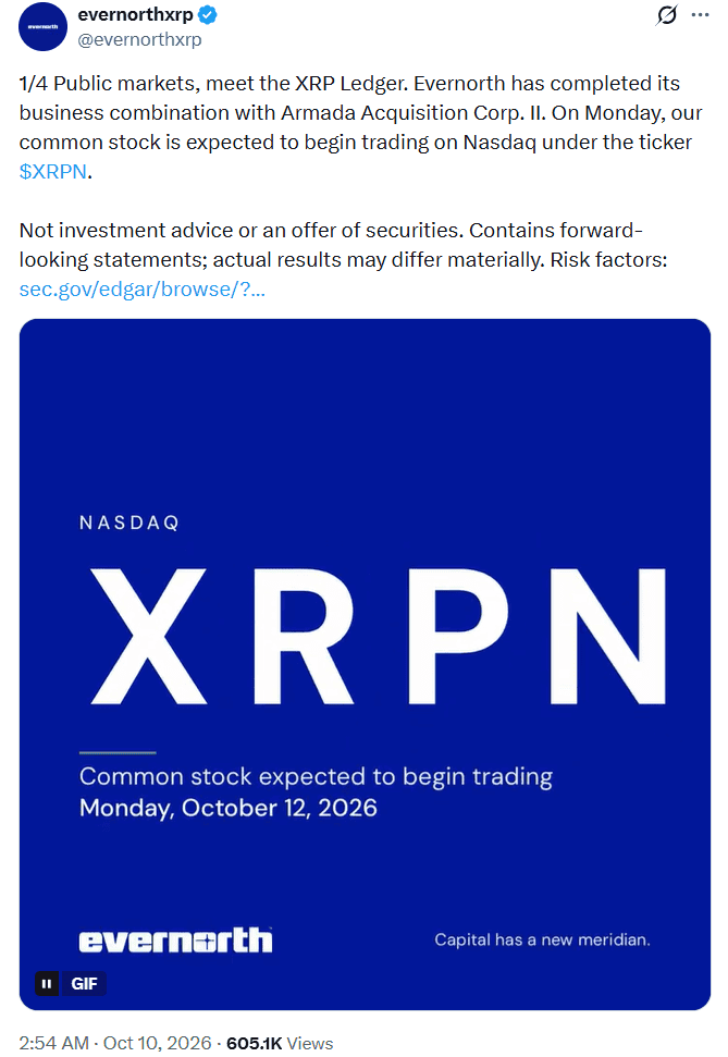 Evernorth Nasdaq XRPN launch official announcement