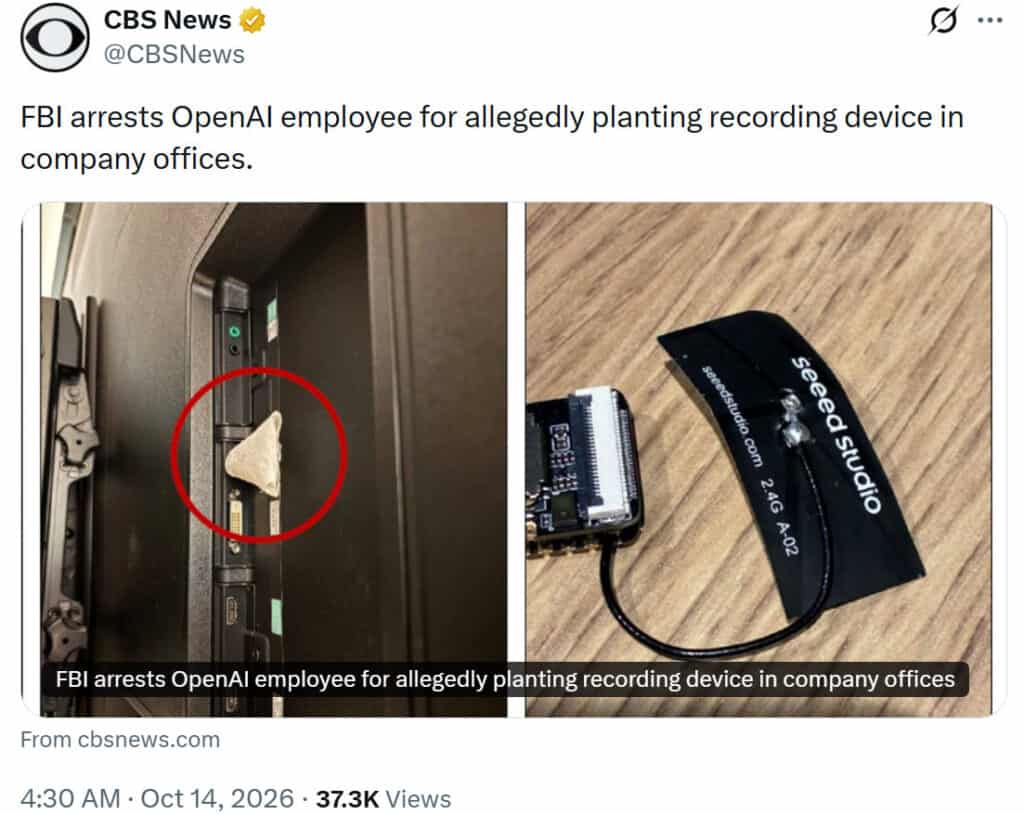 The FBI arrested an OpenAI employee AI News