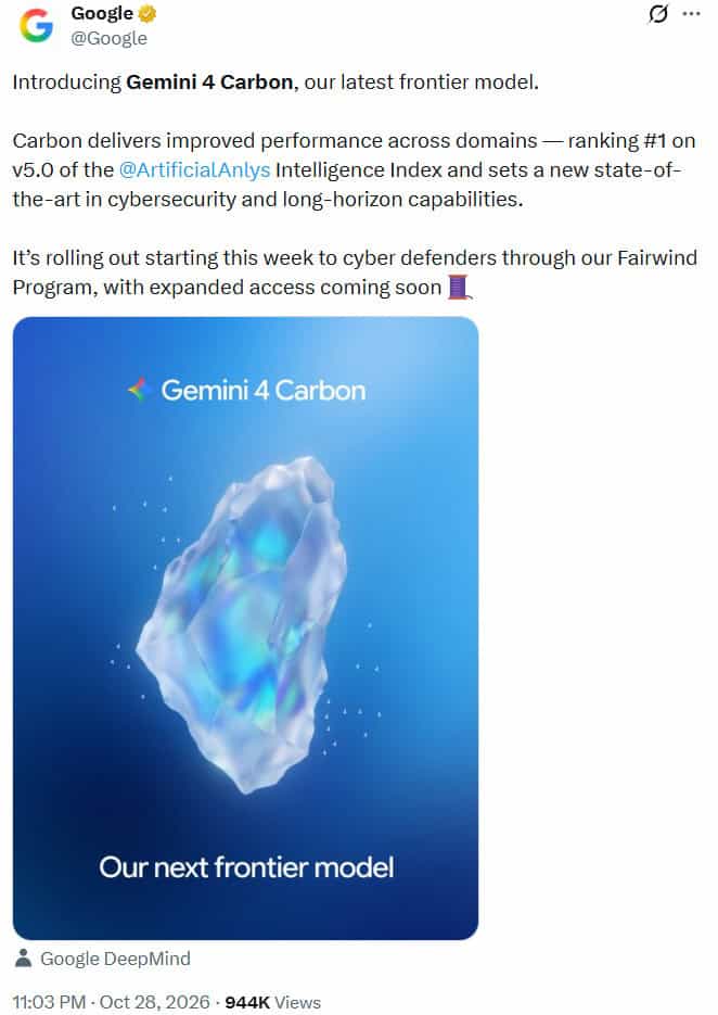 Google has introduced Gemini 4 Carbon